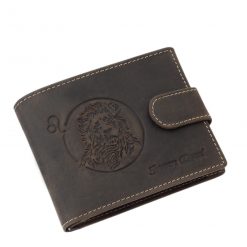 Oroszlán csillagjegyében született vásárlóink számára tervezett egyedi mintás, valódi bőr pénztárca minőségi díszdobozban.