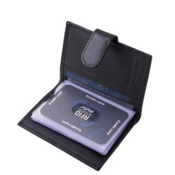 Elegáns csíkbetétes Synchrony márkás, valódi bőr kártyatartó RFID védelemmel, minőségi szintén elegáns díszdobozos kivitelben.